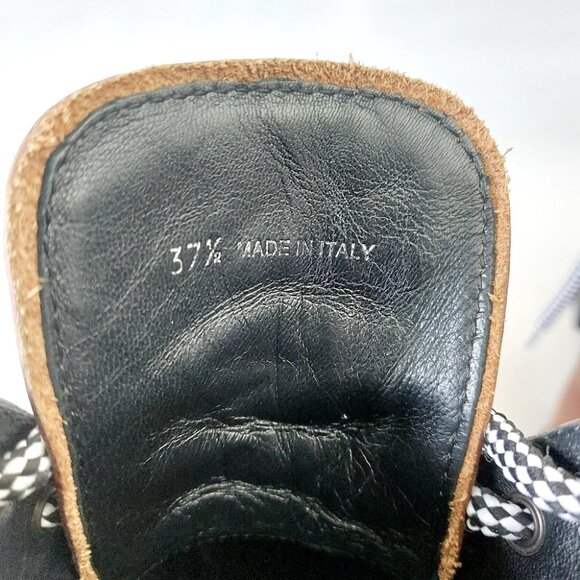 Miu Miu Lace-up Boots EU 37.5 Distressed Leather Block Chunky Heels Alpine Comba - Picture 14 of 15